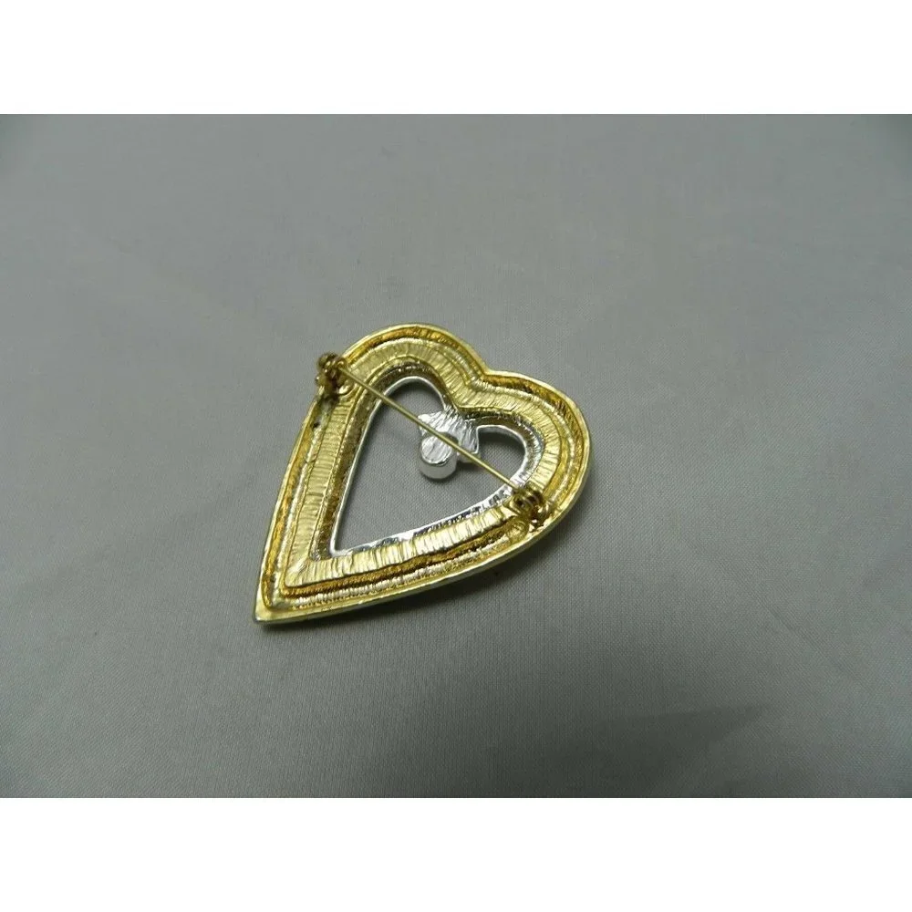 Vintage Gold & Silver Toned Heart with Clear AB Au